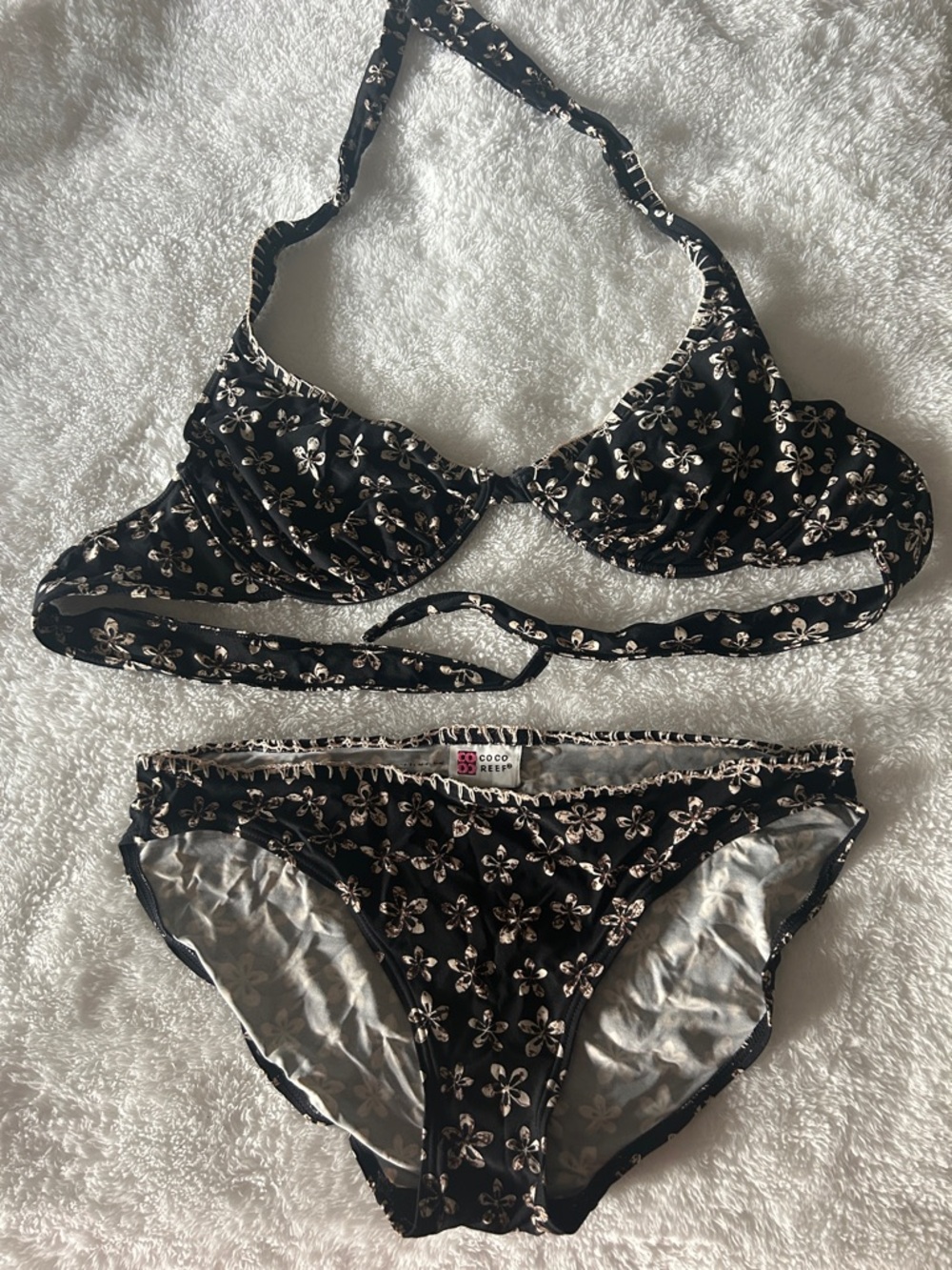 Coco Reef Black Floral Underwire Halter Bikini